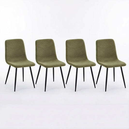 Evie Pack of 4 Light Green Fabric Dining Chairs