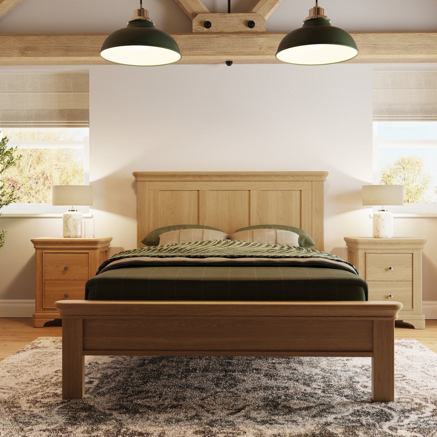 Faire 4ft6 Double Shaker Panel Bed in Natural Oak