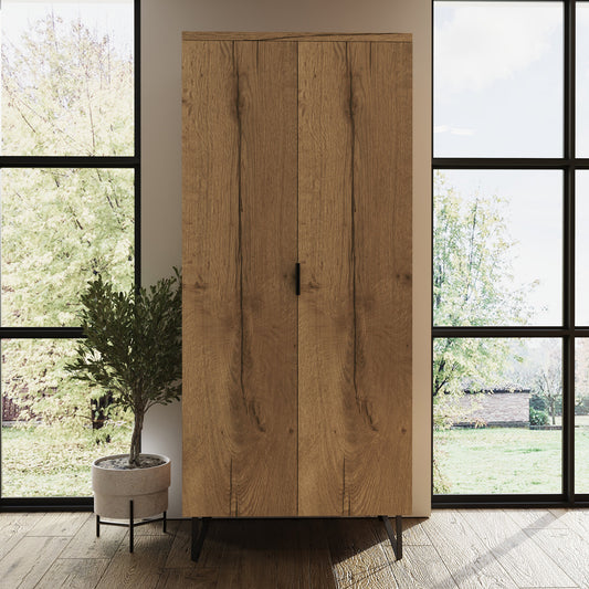 Fisso 2 Door Wardrobe Cracked Oak - Quick Click & Cam Assembly