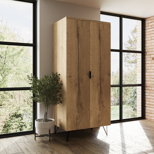 Fisso 2 Door Wardrobe Cracked Oak - Quick Click & Cam Assembly