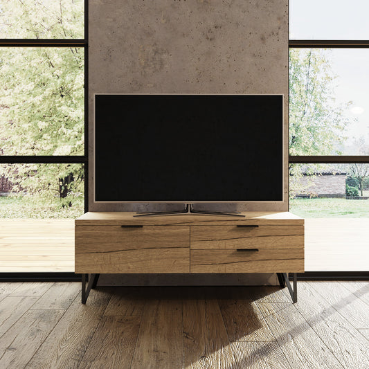 Fisso 3 Drawer Compact TV Unit Cracked Oak - Quick Click Assembly