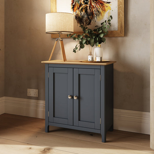 Taberno Oak 2 Door Compact Sideboard Graphite Blue