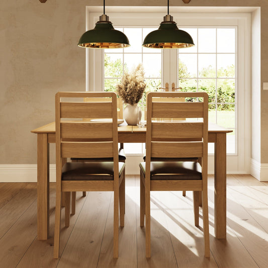 Taberno Oak Dining Chairs Ladder Back Cushioned - Pair of 2