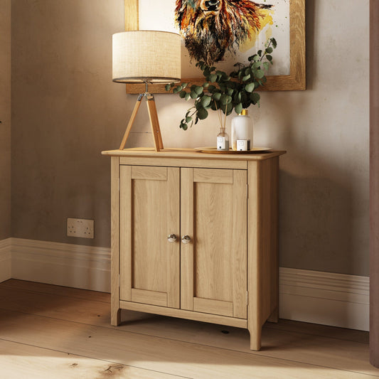 Taberno Oak 2 Door Compact Sideboard Natural Oak