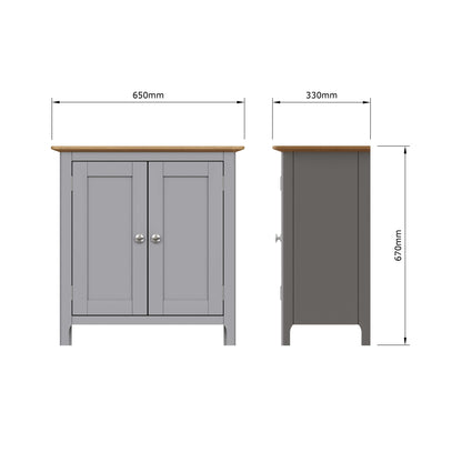 Taberno Oak 2 Door Compact Sideboard Dove Grey