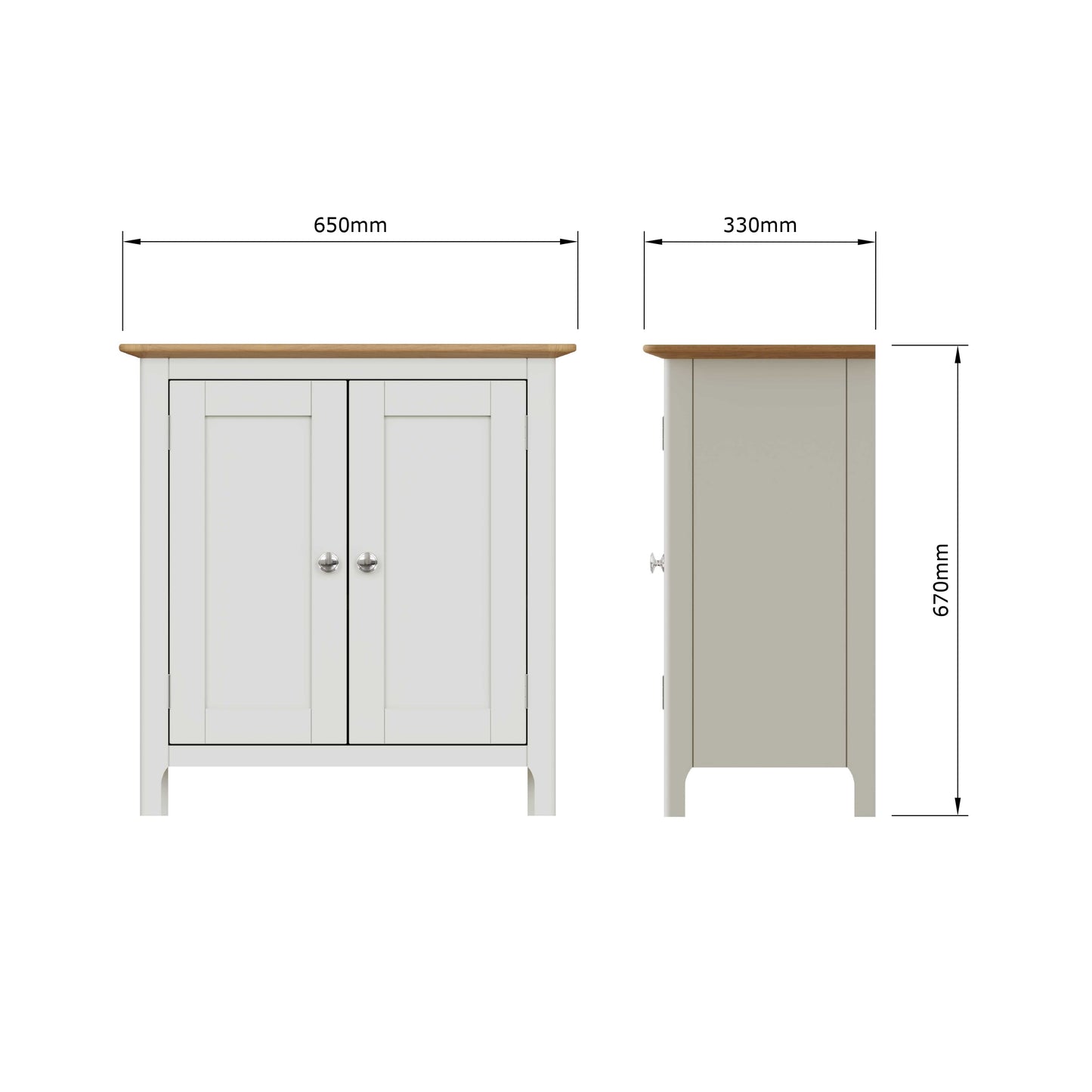 Taberno Oak 2 Door Compact Sideboard Linen White