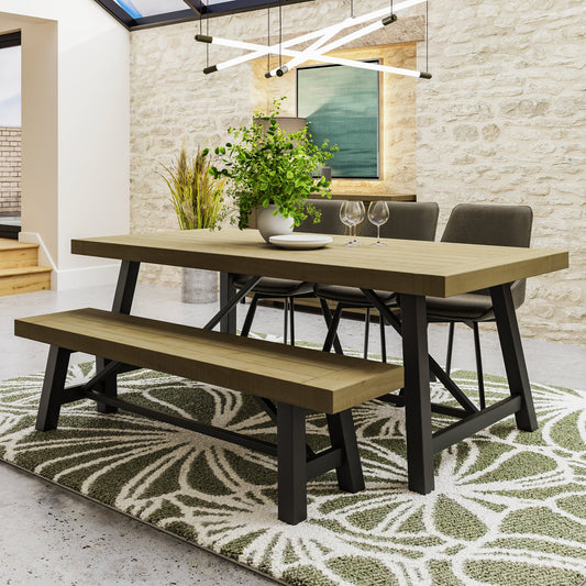 Lowry 2m Dining Table Driftwood Lacquered Solid Reclaimed Pine