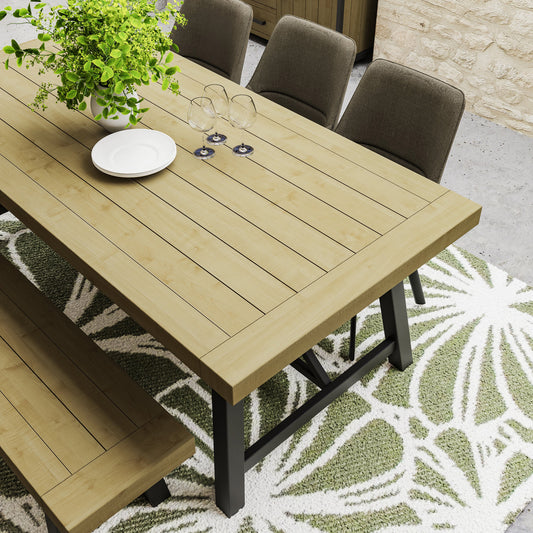 Lowry 2m Dining Table Driftwood Lacquered Solid Reclaimed Pine
