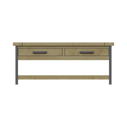 Lowry 2 Drawer Coffee Table Driftwood Lacquered Solid Reclaimed Pine