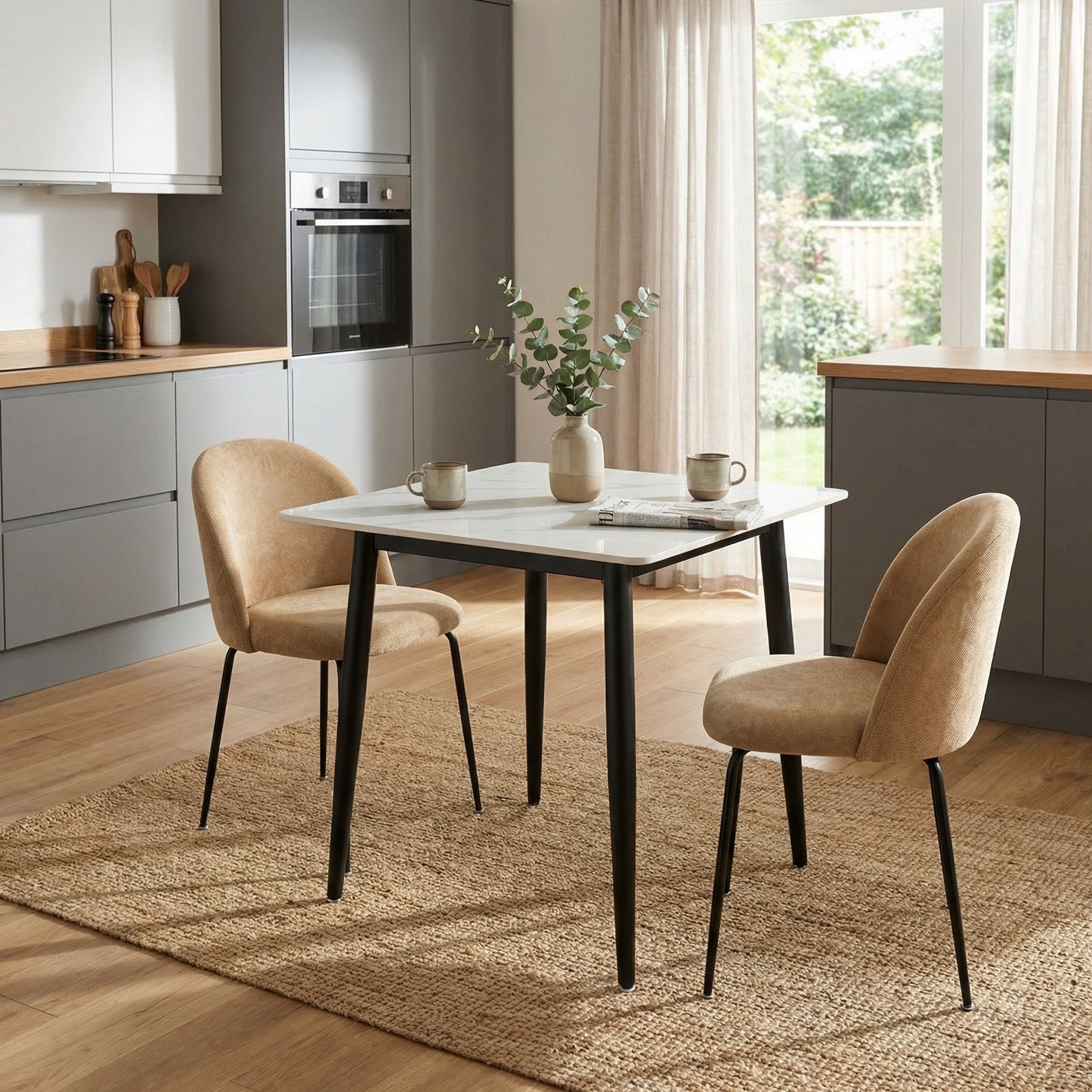Freya Pack of 2 Flaxen Fabric Dining Chairs