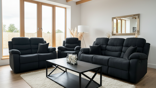 Stanley Manual Recliner Sofa Black