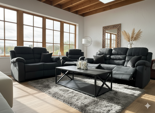 Stanley Manual Recliner Sofa Black
