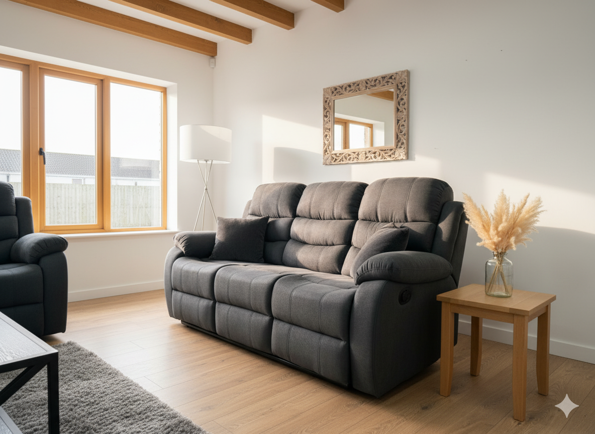 Stanley Manual Recliner Sofa Black
