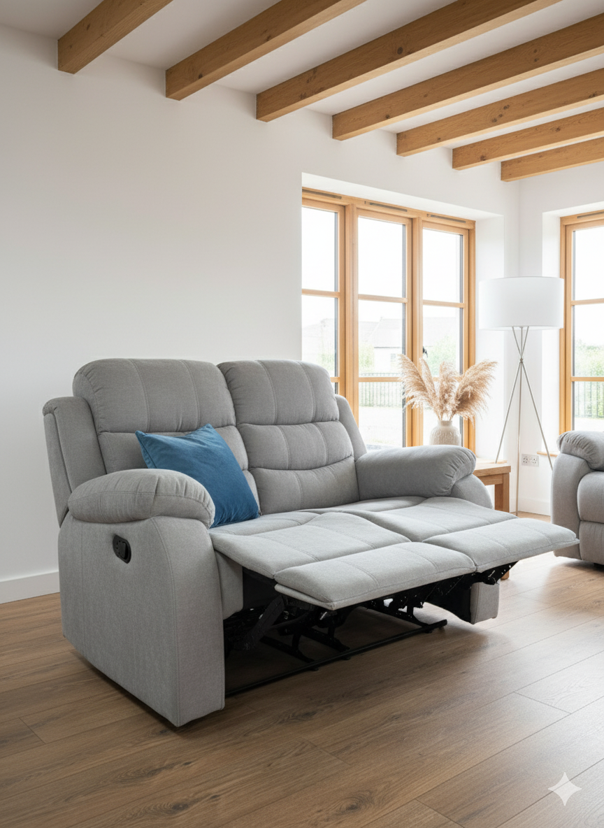 Stanley Manual Recliner Sofa Grey