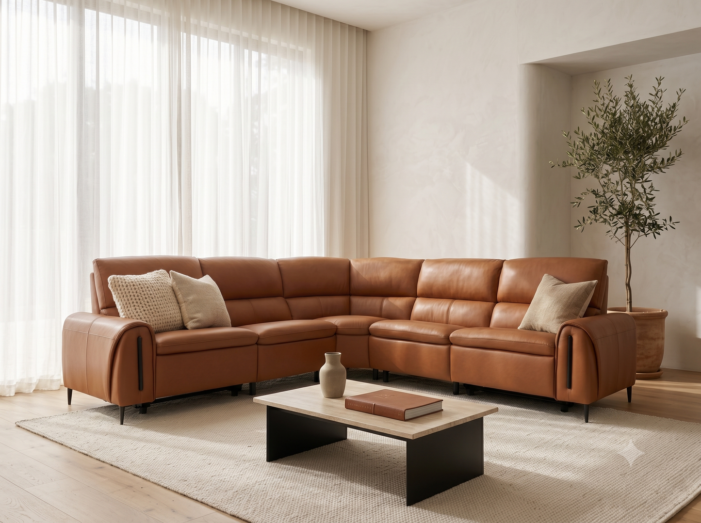 Arizona Electric Recliner Sofa Tan Large Corner