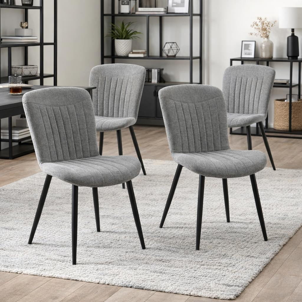 Grace Pack of 4 Grey Fabric Dining Chairs