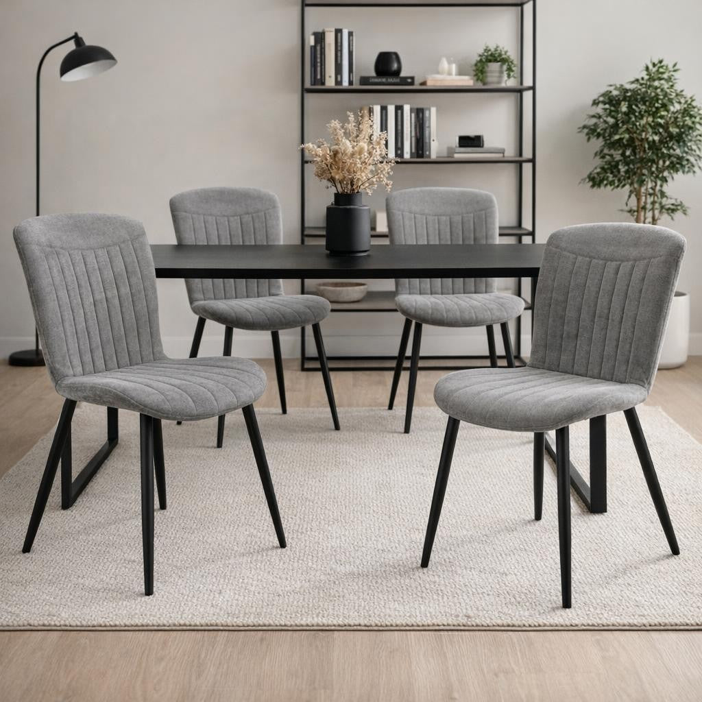 Grace Pack of 4 Grey Fabric Dining Chairs
