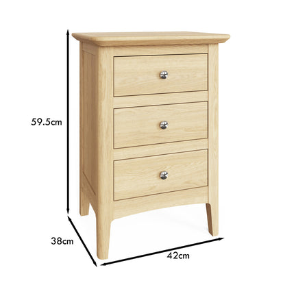 Newark Ash 3 Drawer Bedside