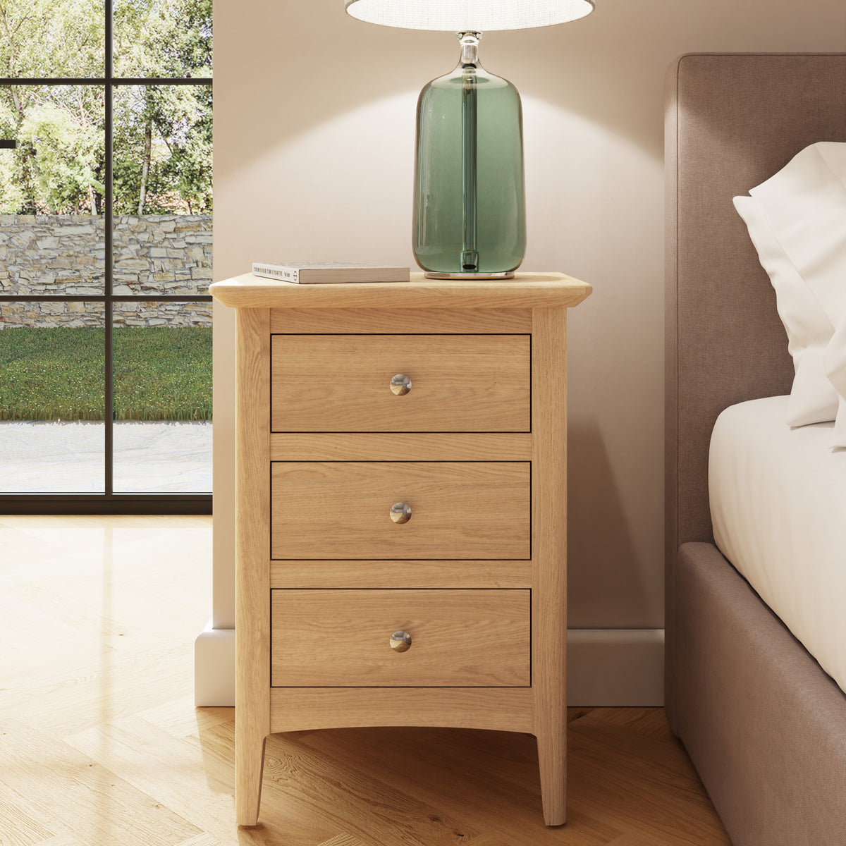 Newark Ash 3 Drawer Bedside