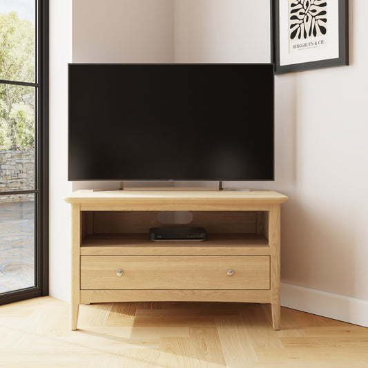 Hudson Ash 1 Drawer Corner TV Unit