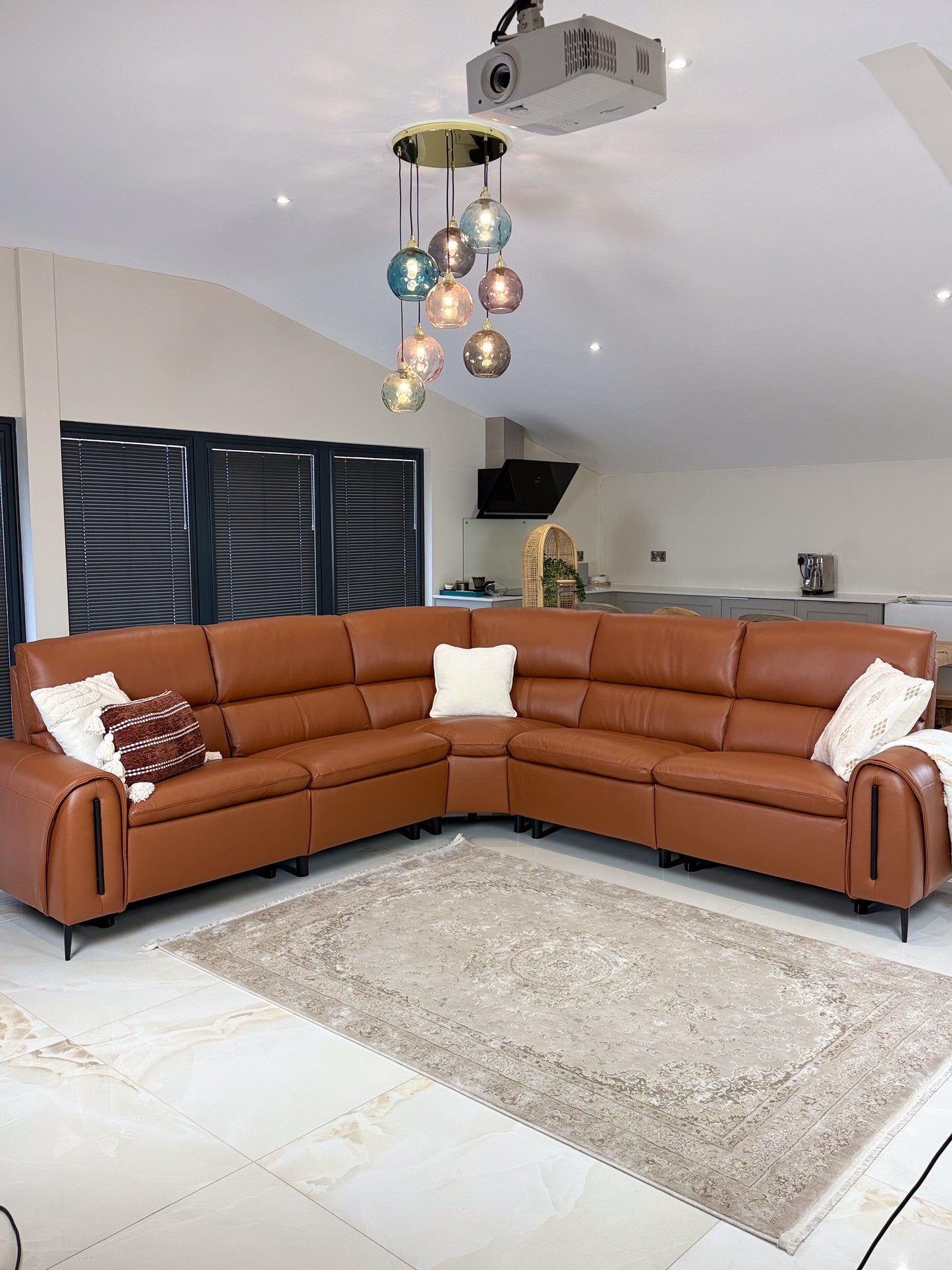 Arizona Electric Recliner Sofa Tan Large Corner