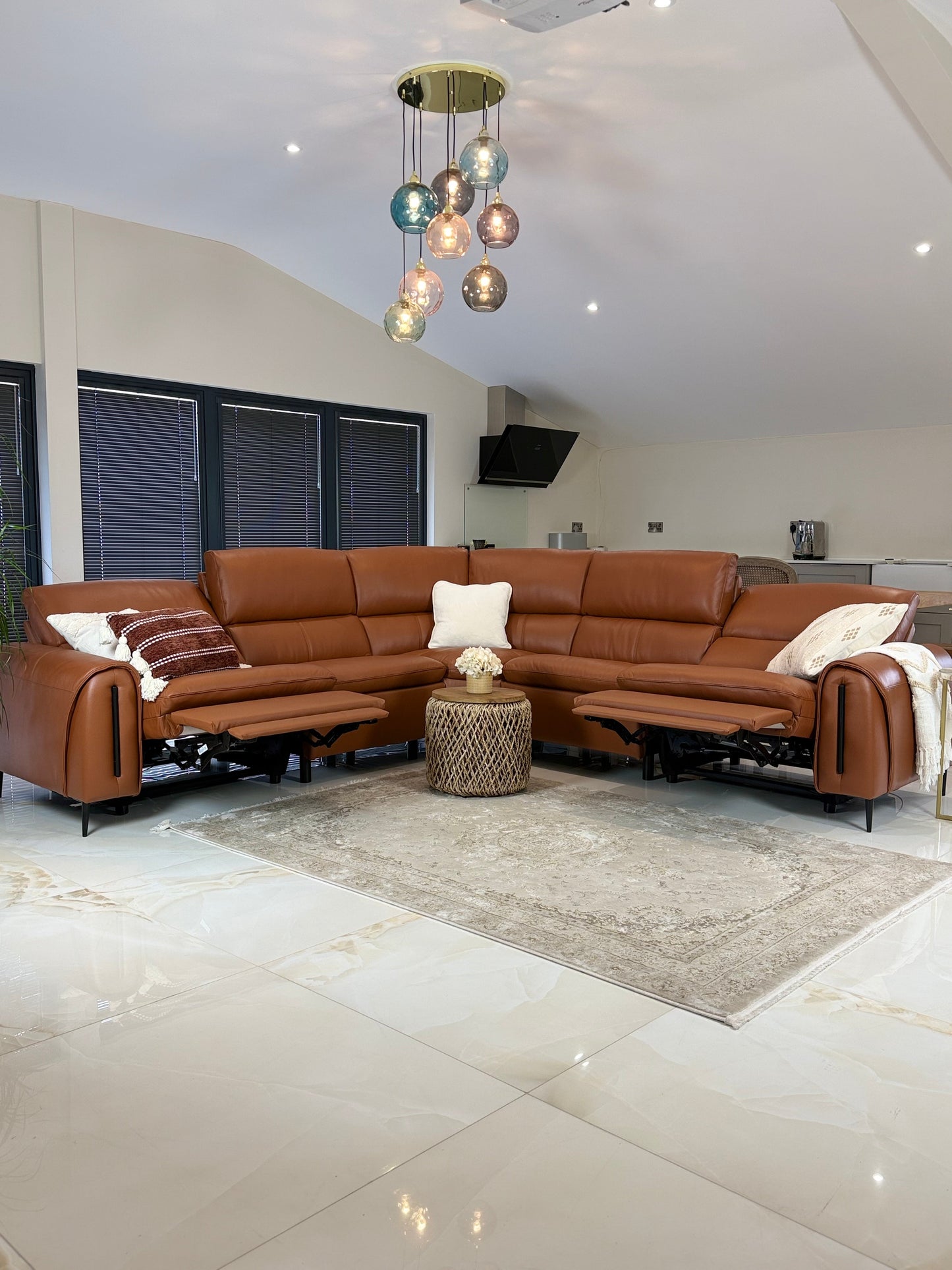 Arizona Electric Recliner Sofa Tan Large Corner