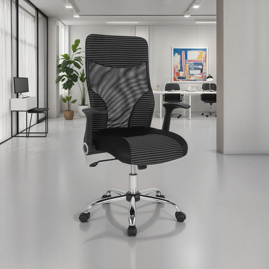 Black Mesh Striped High Back Office Chair