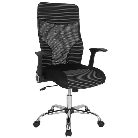Black Mesh Striped High Back Office Chair