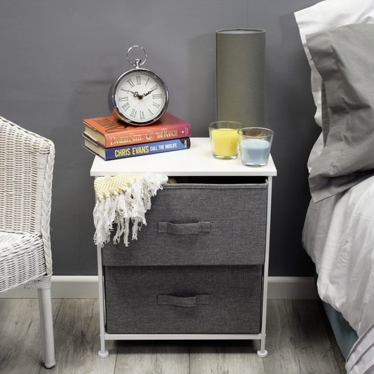 Lotte Modern 2 Drawer Bedside Cabinet Grey