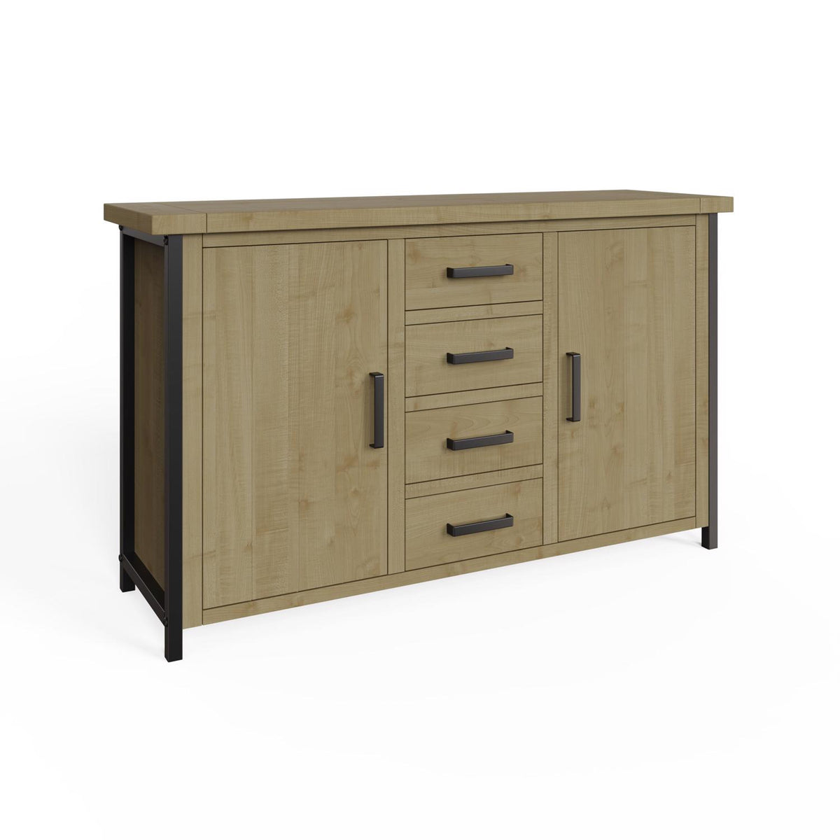 Lowry 2 Door 4 Drawer Large Sideboard Driftwood Lacquered Solid Reclaimed Pine