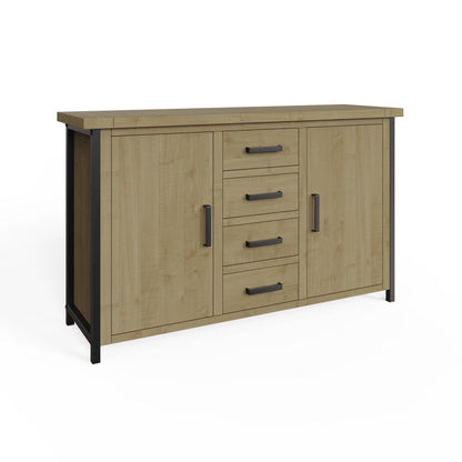 Lowry 2 Door 4 Drawer Large Sideboard Driftwood Lacquered Solid Reclaimed Pine