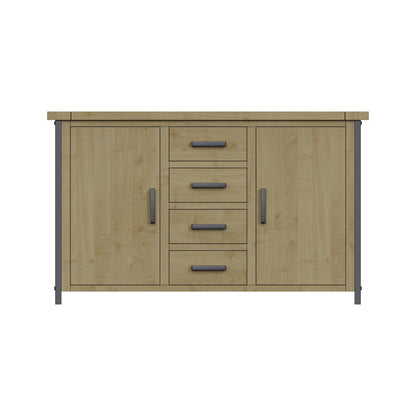 Lowry 2 Door 4 Drawer Large Sideboard Driftwood Lacquered Solid Reclaimed Pine