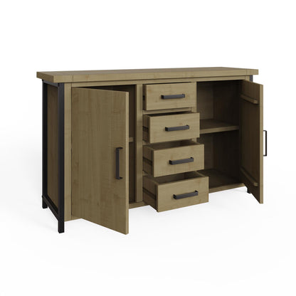 Lowry 2 Door 4 Drawer Large Sideboard Driftwood Lacquered Solid Reclaimed Pine