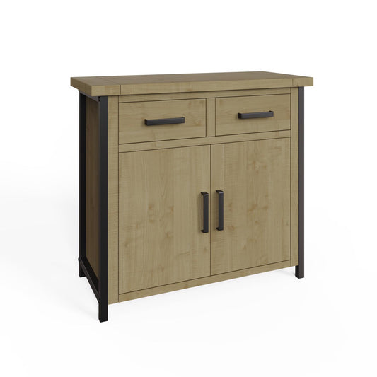 Lowry 2 Door 2 Drawer Compact Sideboard Driftwood Lacquered Solid Reclaimed Pine