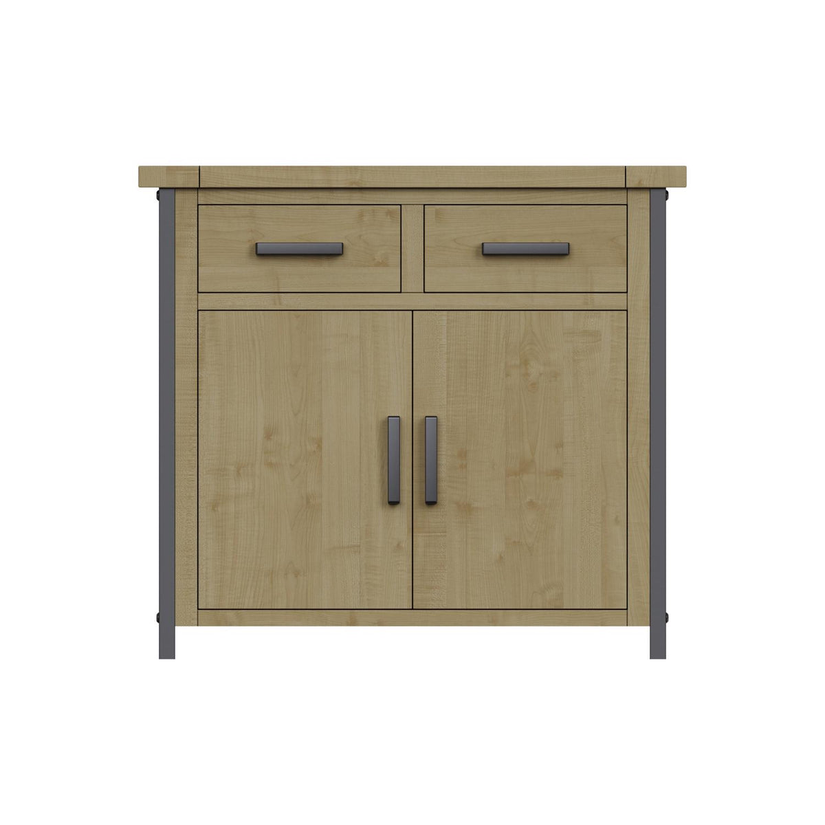 Lowry 2 Door 2 Drawer Compact Sideboard Driftwood Lacquered Solid Reclaimed Pine