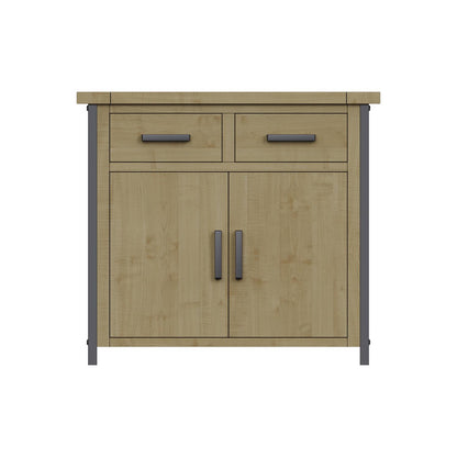 Lowry 2 Door 2 Drawer Compact Sideboard Driftwood Lacquered Solid Reclaimed Pine