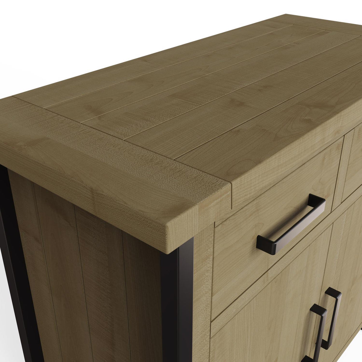 Lowry 2 Door 2 Drawer Compact Sideboard Driftwood Lacquered Solid Reclaimed Pine