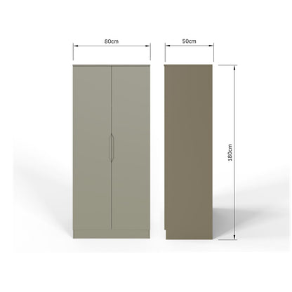 Luno 2 Door Double Wardrobe - Ash Green
