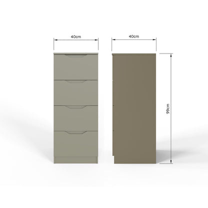 Luno 4 Drawer Tallboy Chest Of Drawers - Ash Green