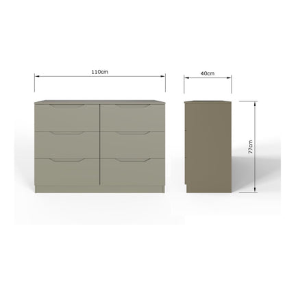 Luno 6 Drawer Chest Of Drawers - Ash Green