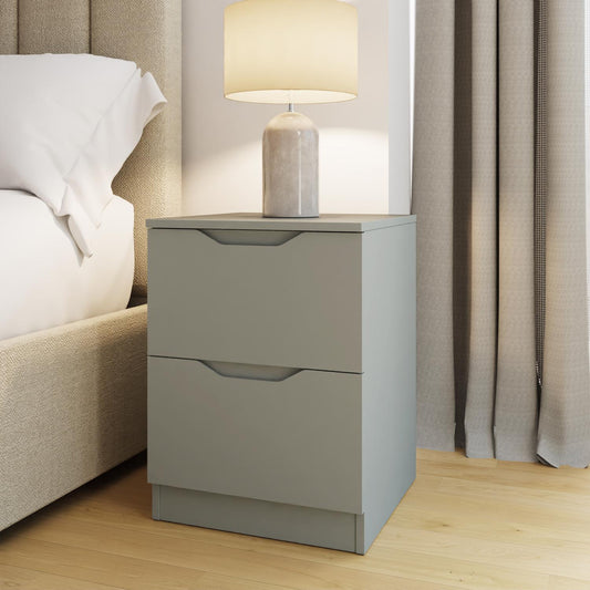 Luno 2 Drawer Bedside Table / Nightstand - Ash Green