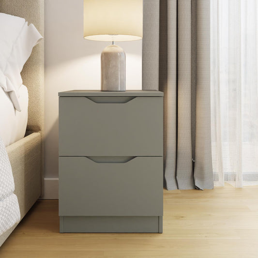 Luno 2 Drawer Bedside Table / Nightstand - Ash Green