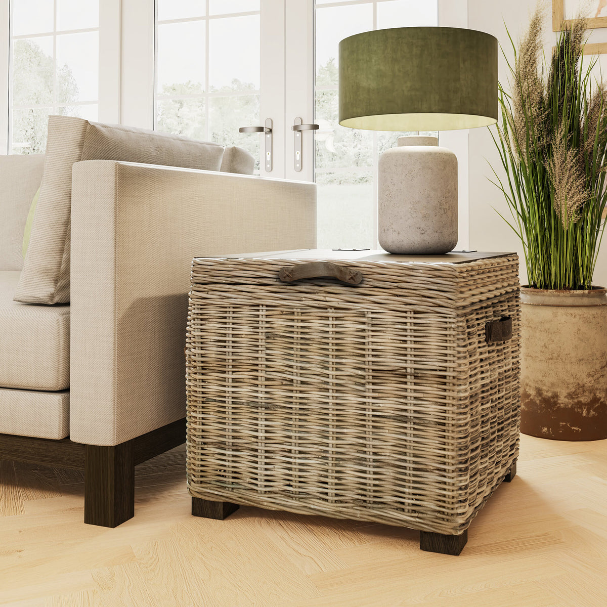 Maya Handmade Kubu Rattan Storage Side Table