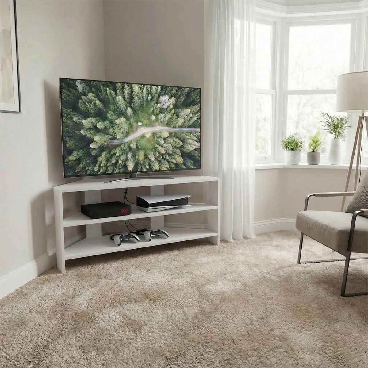 Corner TV Unit - Matt White