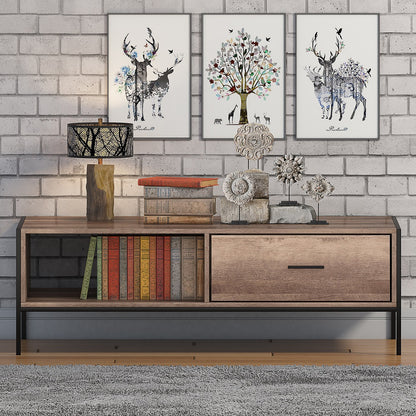 Loft Industrial Coffee Table With Storage Wood Effect Black Metal Frame