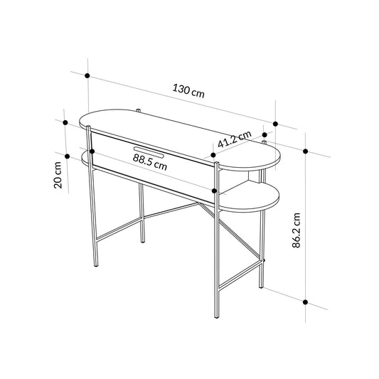 Otis 1 Drawer 2 Shelf Console Table - Matt Sandstone with Black Metal Frame