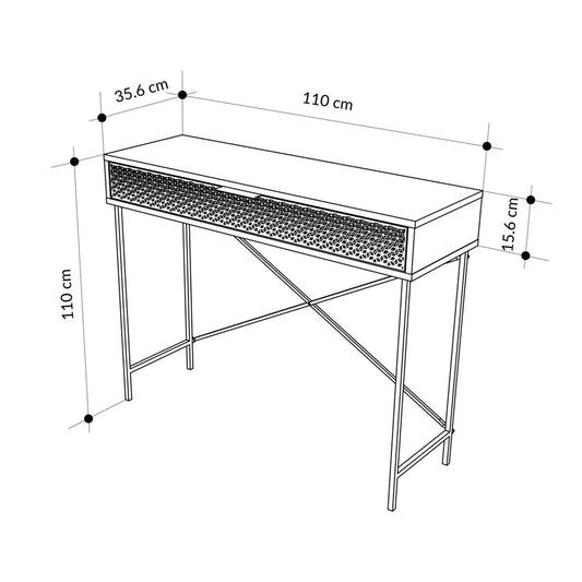 Naive 1 Drawer Console Table Sapphire Oak with Black Metal Frame