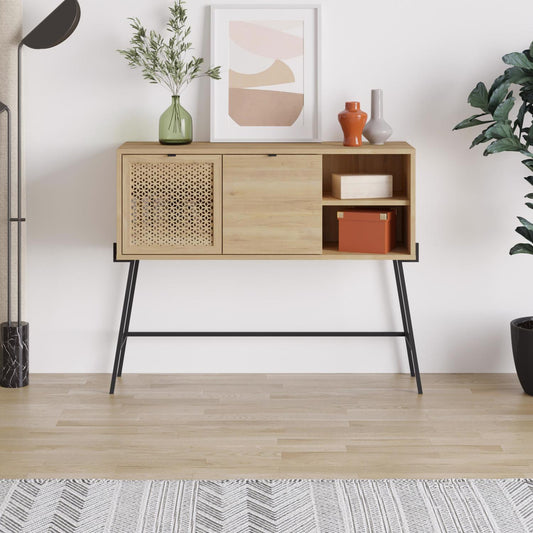 Naive 2 Door 1 Shelf Sideboard Buffet Unit - Sapphire Oak with Black Metal Frame