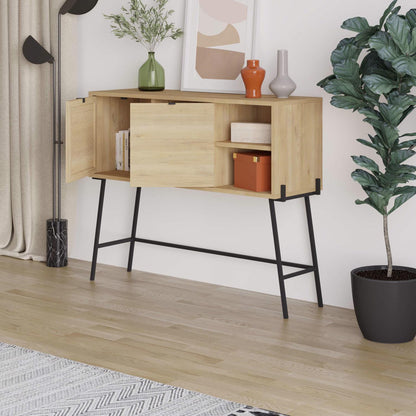 Naive 2 Door 1 Shelf Sideboard Buffet Unit - Sapphire Oak with Black Metal Frame