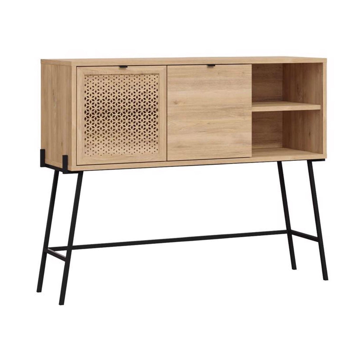 Naive 2 Door 1 Shelf Sideboard Buffet Unit - Sapphire Oak with Black Metal Frame